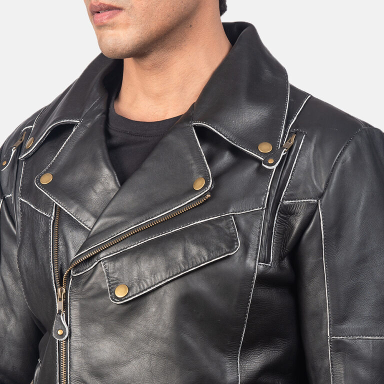 Mens Vincent Black Leather Biker Jacket4400-9-1557059396866